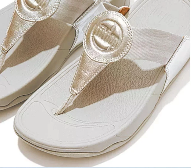 Nwb Womens Fitflop Walkstar Toe Post Sandals Platino Gold Size 8M