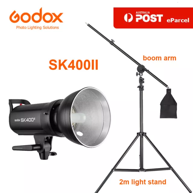 Godox SK400II 400w Studio Strobe Flash with 2m light stand,boom arm KIT