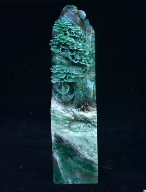 d'arbre de montagne sculpté en jade de Dushan vert naturel chinois de 6,6 "