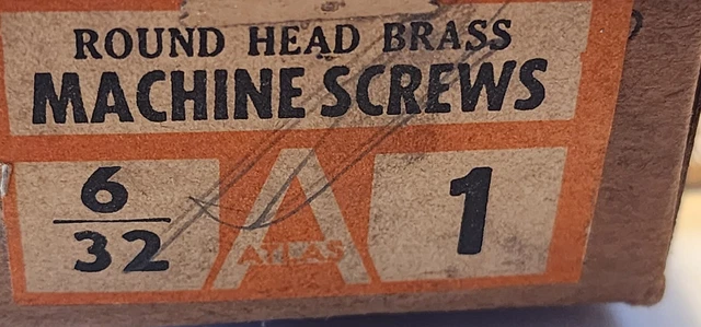Lot of 187 Vintage Brass machine Screws #6-32  1"  Round  Head Slotted 12.6 oz