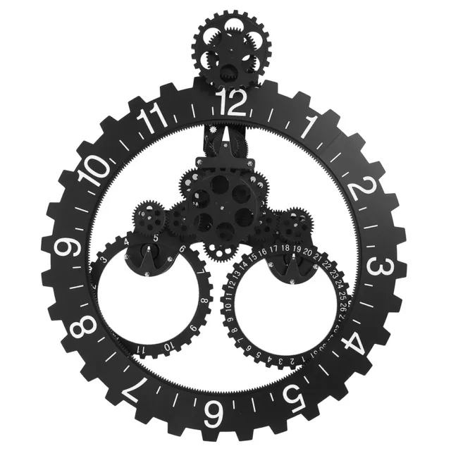 3D Modern Large Wall Art Rotary Gear Clock for Home and Office Decor Black UK