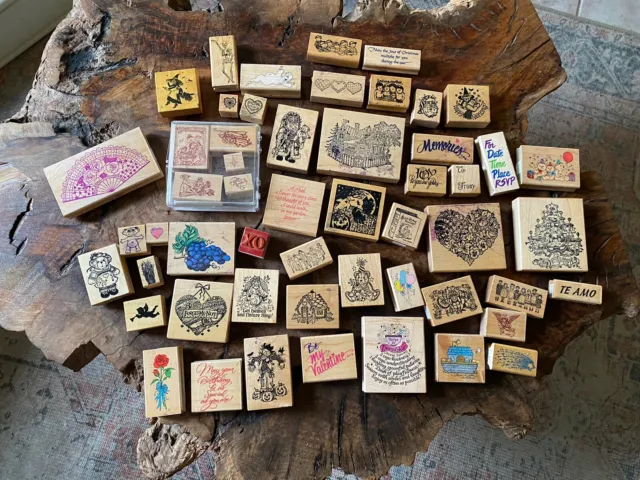 Vintage Rubber Stamps Large Lot For Crafts And Scrapbooking Christian, Holidays