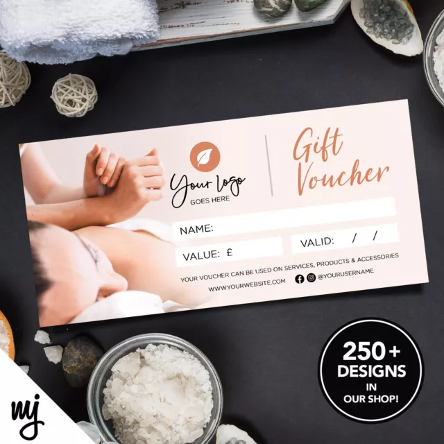 Custom Printed Business Gift Vouchers | Massage Masseur Beauty Therapist 02