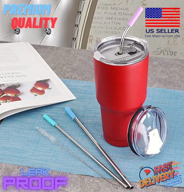Tumbler with Lids 30 Oz Leak-Proof Straw Vacuum Stainless Travel Coffee Mug Gift