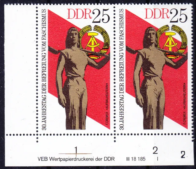 Briefmarken DDR Mi Nr. 2040 30 Jahre Befreiung Druckvermerk DV WPD I**