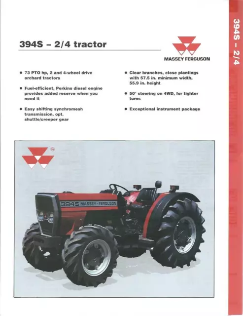 Farm Tractor Brochure - Massey Ferguson - MF 394S - 2/4 - c1994 (F3449)