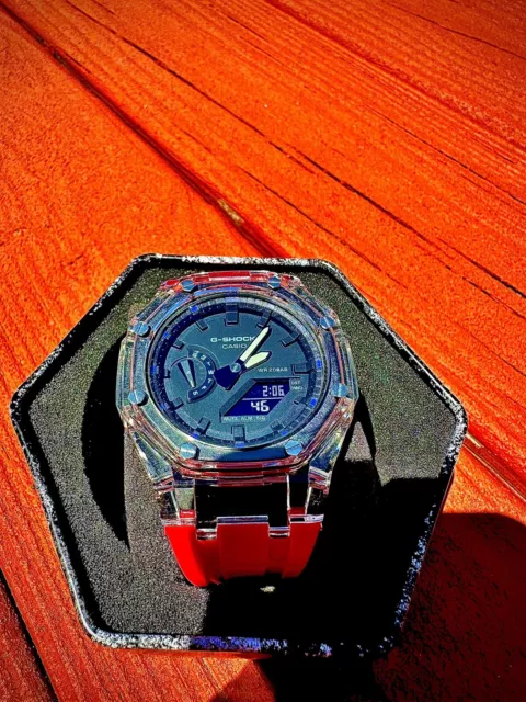 Custom Casio G-Shock GA2100 Mod Watch AP Casioak Red Black Blue