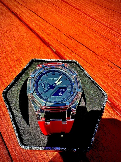Custom Casio G-Shock GA2100 Mod Watch AP Casioak Red Black Blue Custom Casio G-Shock GA2100 Mod Watch AP Casioak Red Black Blue