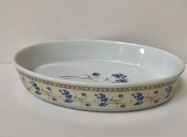 HERITAGE MINT LTD Enchanted Garden 9"x6" Oval Bowl Baking White Floral