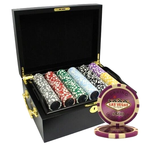 Mrc Poker 500Pcs 14G Laser Graphic Las Vegas Poker Chips Set With Mahogany Case