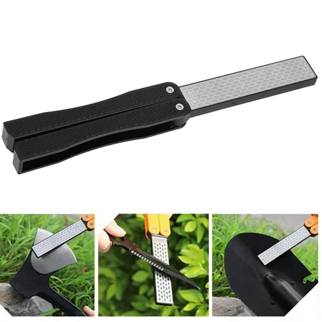 Double Sided Knife Sharpener Portable Folding Portable AntiSlip Diamond Sharpene