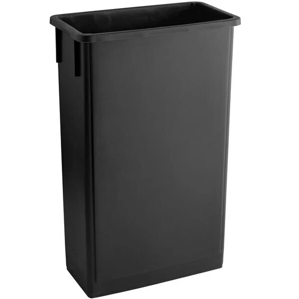 23 Gallon Black Slim Rectangular Plastic Trash Can Commercial Restaurant