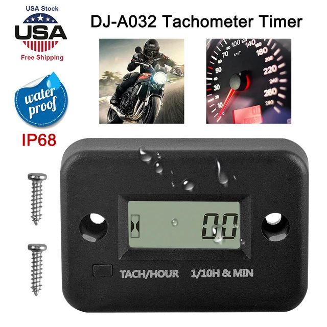 DIGITAL TACHOMETER TACH Hour Meter Motor ATV Engine Inductive Gauge