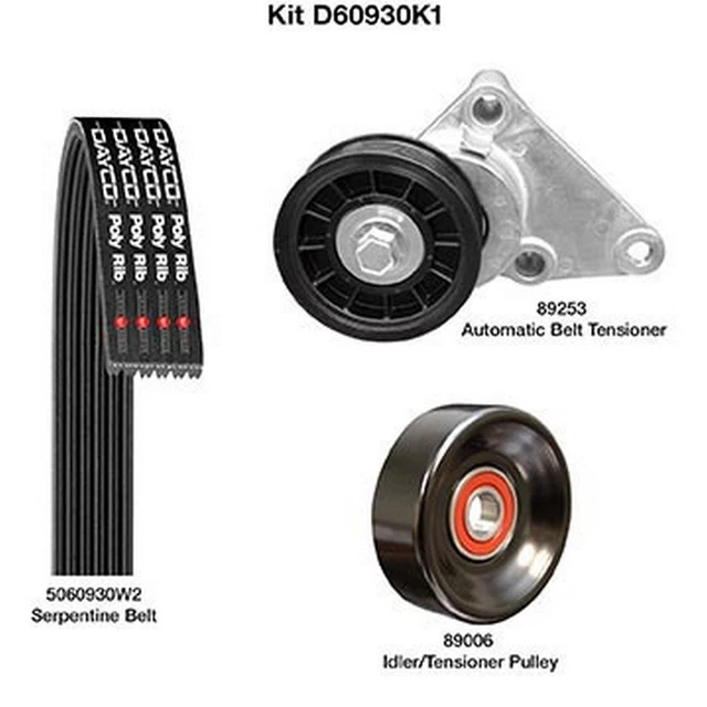 Main Drive Serpentine Belt Drive Component Kit for 2016 Chevrolet Express 2500 -