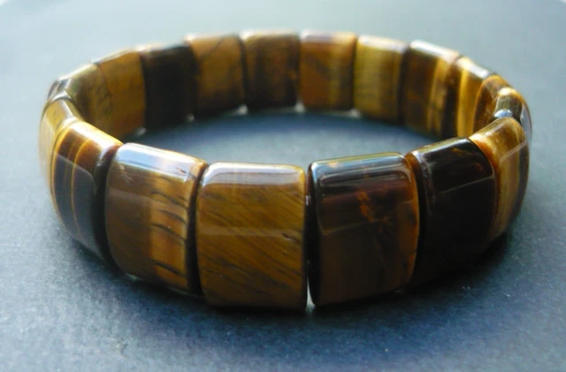 Bracelet En Pierre œil De Tigre Sur élastique - Bijou Bangle Comme Neuf