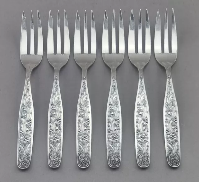 Wilkens Martin Rosemarie 6 Kuchengabeln Blumen floral 800er Silber (118)