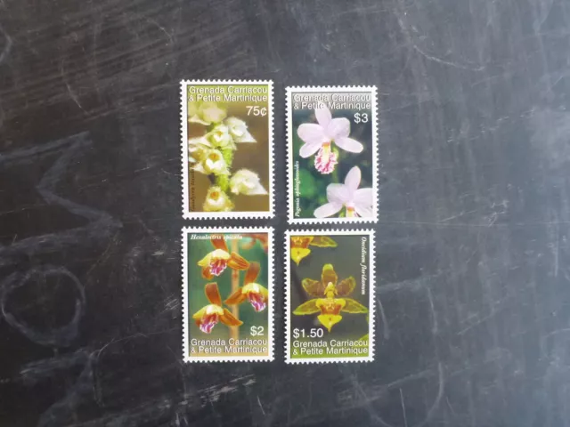 2007 Granada Carriacou hermosas orquídeas del mundo conjunto de 4 sellos como nuevos sin montar o nunca montado