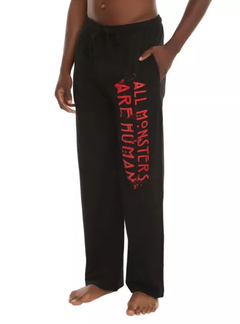 Mens Womens NEW All Monsters are Human Black Pajama Lounge Pants Size XS-2XL