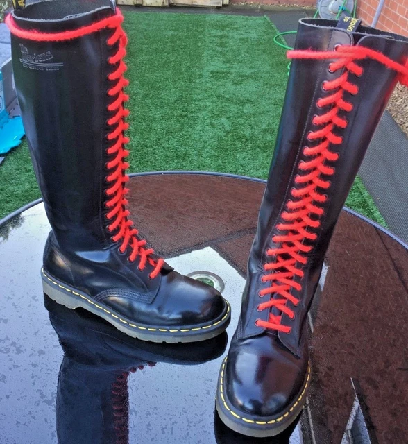 Stivali vintage Dr Martens 1420 neri in pelle liscia UK 8 EU 42 Made in England