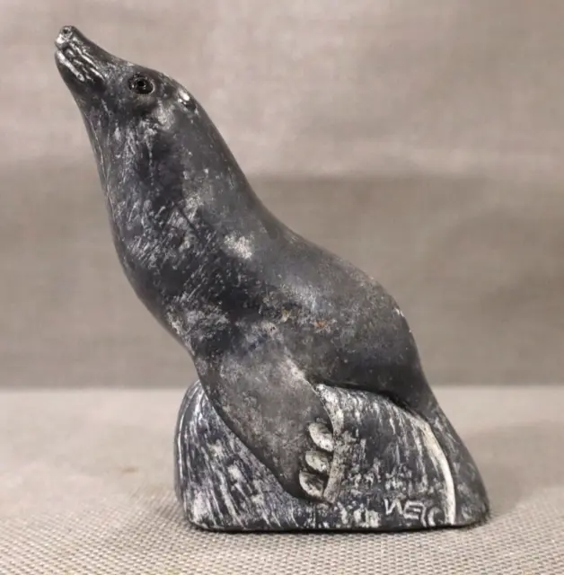 Vintage Soapstone Sea Lion Statue The Wolf Original Made in Canada