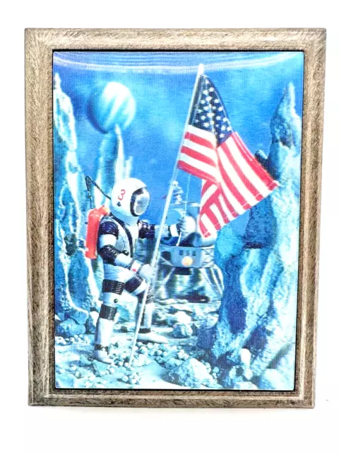 Lenticular 3D Picture Nasa Astronaut Planting the Flag on the Moon 1966