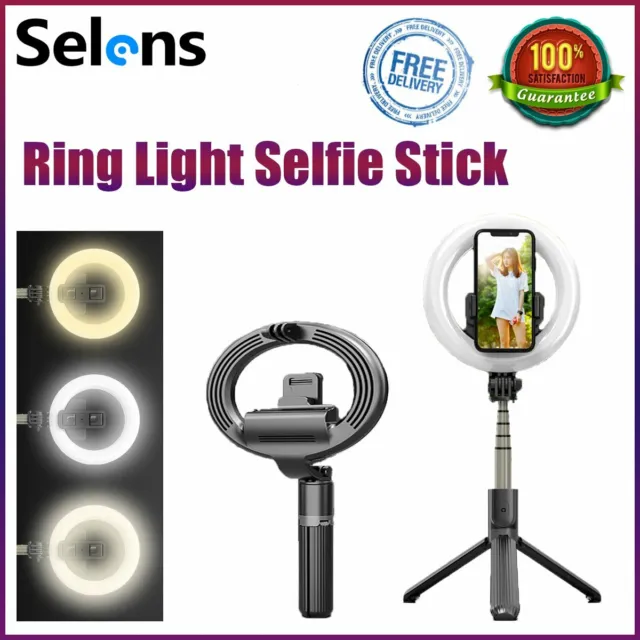 Selens 16cm Ring Light With Stand Studio Lighting Tripod Bluetooth Selfie Stick