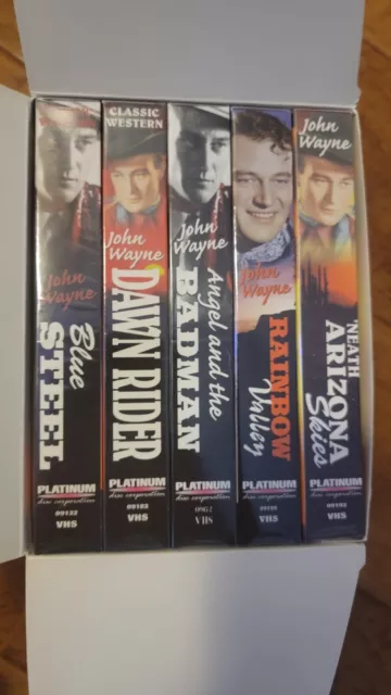 Lot of 2 John Wayne Collector Series 5-Pack VHS Set 10 Movies Total The Duke Box