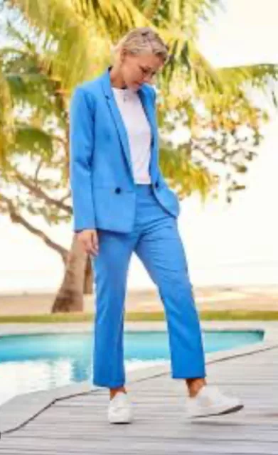 Emma Willis NEXT PETITE Blue 2 Piece Jacket & Trouser Coord Set Suit SIZE 10P
