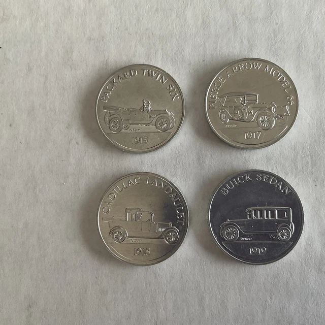 LOT OF 4 tokens~Sunoco DX Antique Car Coin Series 1~1915 1917 1918 1919