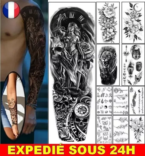 ✅ 11 pegatinas de tatuaje temporal para hombres y mujeres, cruz, león,...