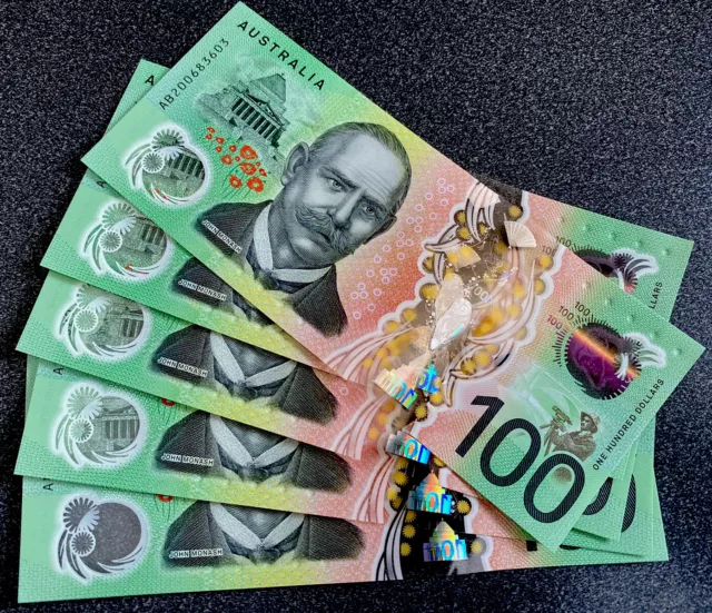 🇦🇺Rare ‘A’ Series $100 Dollar Note Australian RBA UNC Uncirculated Notes ⚡️New