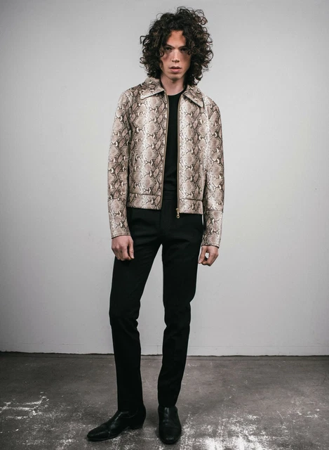 MENS FAUX LEATHER Snake Skin Python 70s Style Retro Jacket XS