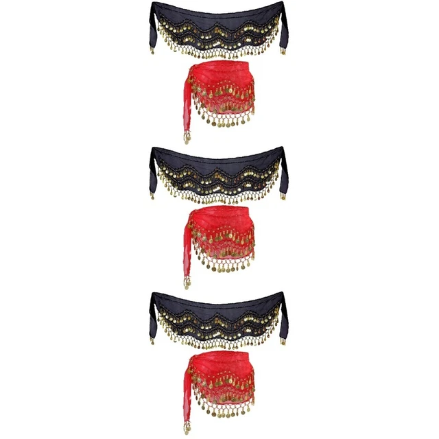 6 Pcs M Kind Bauchtanz-Hüfttuch Rot Bauchschal Kinderschals