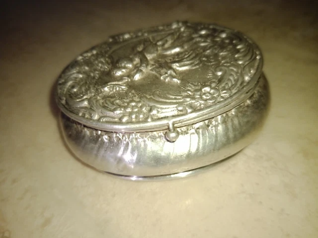 Ancienne Boîte à Bijoux En Métal Argenté - Vintage, "la Rasade", Occasion Bon état