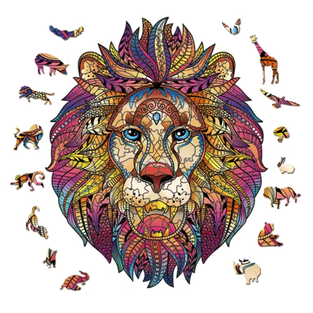 Wooden Jigsaw Puzzle colorful lion  109 Pieces Best Toy Gift Adults & Kids