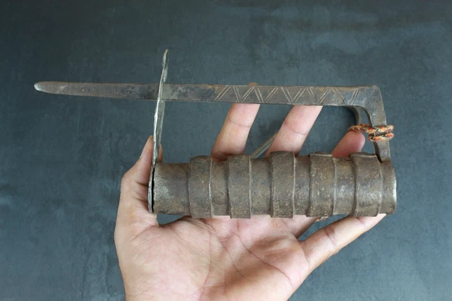 Antique Old Hand Forged Iron Door Lock Vintage Indian Primitive Collectible