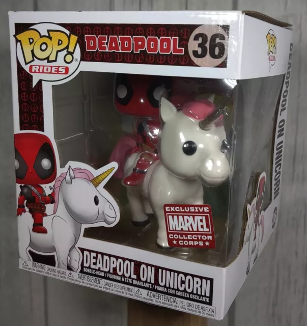 Funko POP! Marvel Deadpool Riding a Unicorn #36 Vinyl Figure Bobble-head NIB