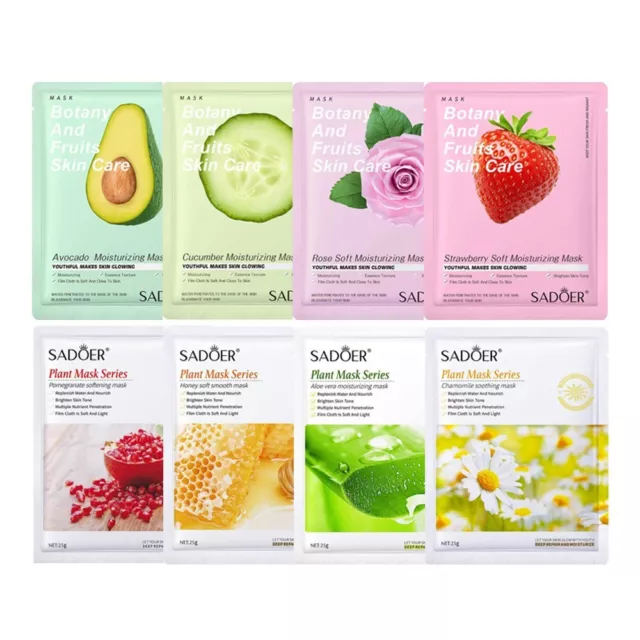 SADOER Plant Face Mask Sheet Skin Moisturising Hydrating Korean Facial Mask Pack