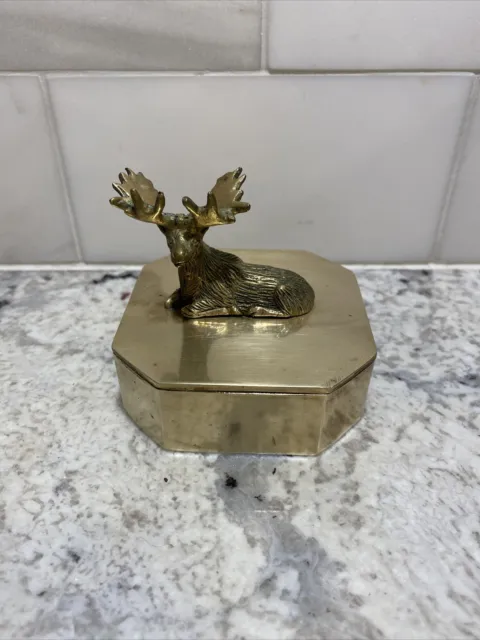 MOOSE Brass Trinket Box Loyal Order of Moose Appreciation Award Mooseheart IL