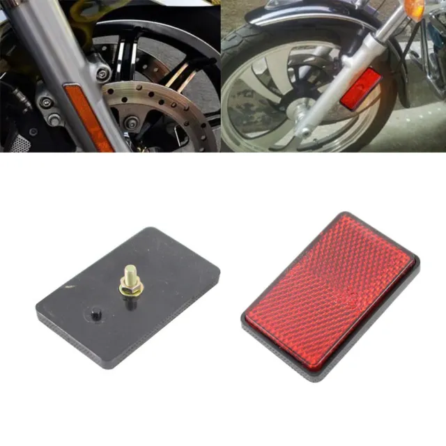 Universal Motorcycle Car Bus Red Rectangle Safety Warning Fork Reflector Bolt-on