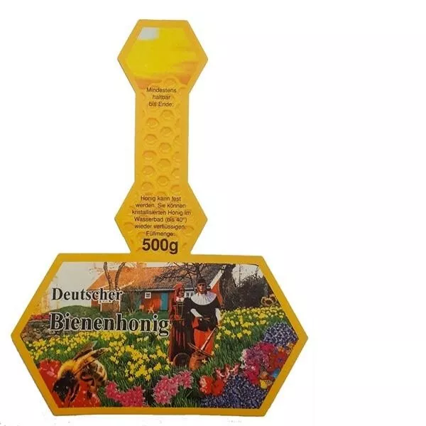 Honig Etikett Selbstklebend mit Gewährverschluss, gelb, 500g Glas, 100 Stück
