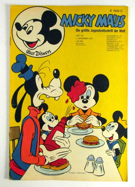 Micky Maus 1972 Heft 49 vom 2 Dezember 1972 Walt Disney ohne Beilage Zustand 1-