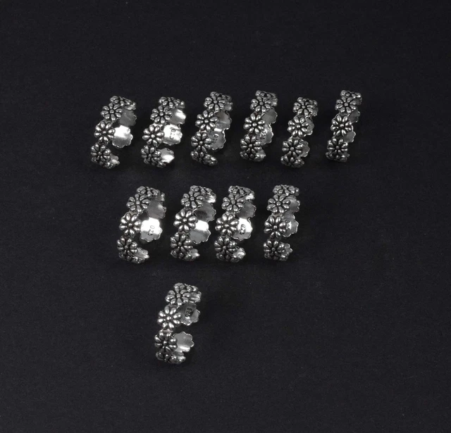 WHOLESALE 925 11PC Solid Sterling Silver Plain Adjustable Toe Ring Lot ...