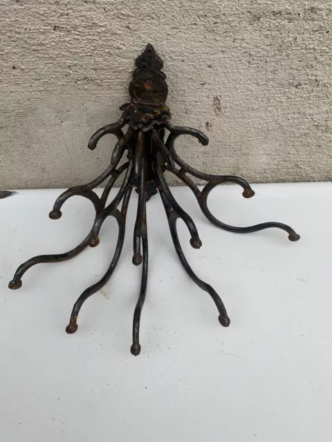 Vintage Cast Iron Victorian Folding Hat Coat Rack Wall Hooks Swivel Swing Arm