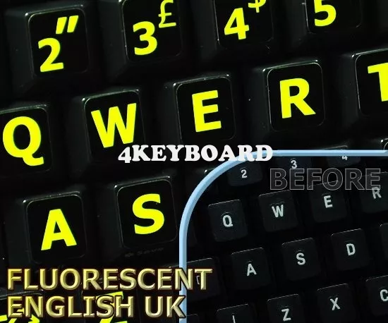 New Glowing fluorescent English UK(LL) keyboard sticker