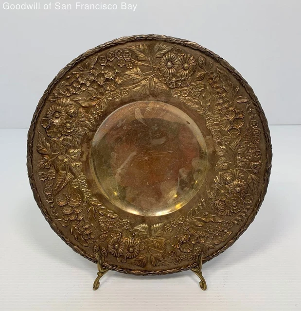 Rare S Kirk & Son Co. #192 Repousse 925/1000 Sterling Mark Cake Plate 10 In 412g
