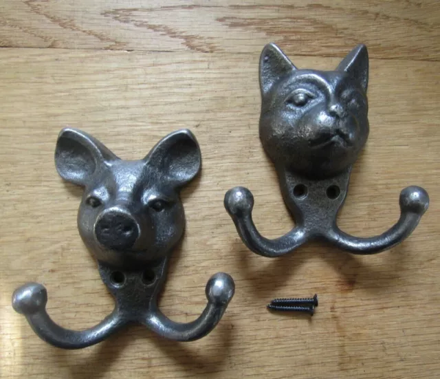 Cast iron rustic vintage animal hooks pegs coat hook key leash hanging hook