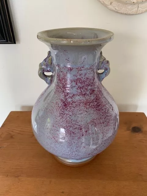 Vintage Chinese Red Purple Jun Junyao Flambe Glaze Vase Splash Glaze! Nr
