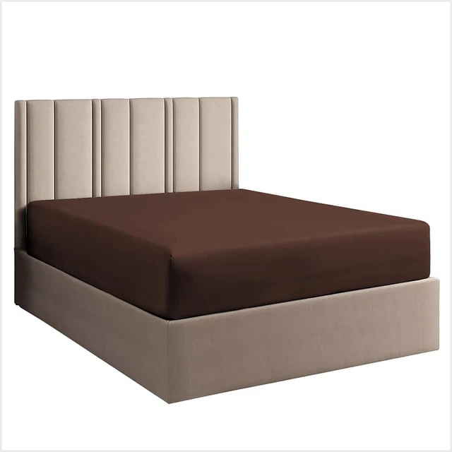 1 PC Fitted(Bottom) Sheet 1000 TC 100% Cotton Chocolate Queen,King,Cal King