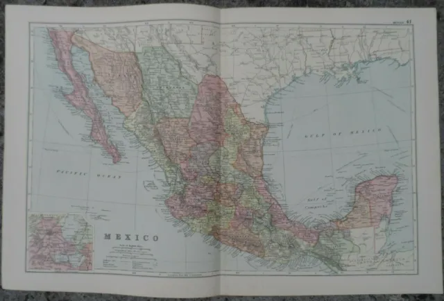 Old antique map - Mexico - printed paper 19th century map for framing 35x54 cm's
